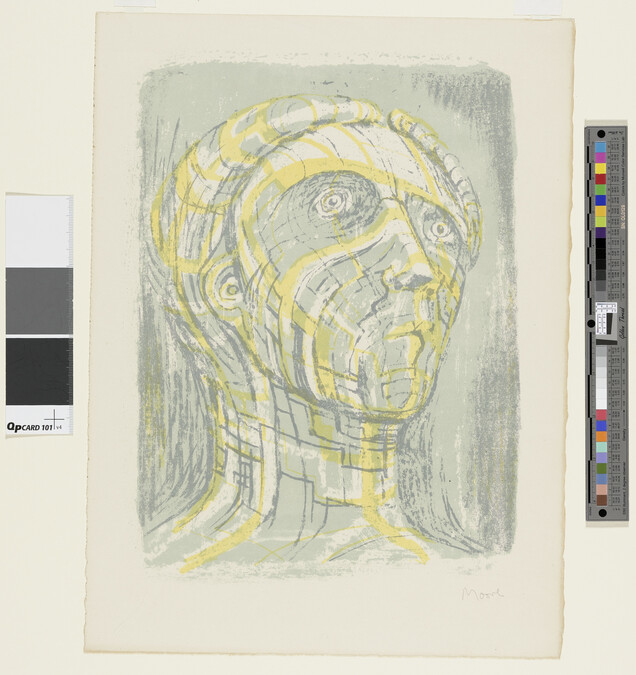 Alternate image #1 of Head of Prometheus, from the book Prométhée (Prometheus) by Goethe, translated by André Gide, illustrated by Henry Moore