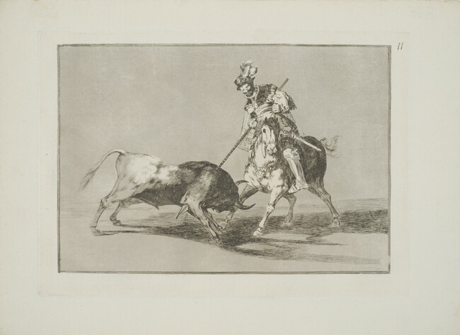 Alternate image #1 of The Cid Campeador Spearing Another Bull (El Cid Campeador Lanceando Otro Toro), plate number 11; from the series Tauromaquia