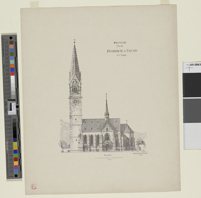 Alternate image #1 of Entwurf fur die Pfarrkirche zu Tramin in S. Tirol (Architectural Drawings and Designs for Monuments: Pilgrim Church of Tramin in South Tyrol)
