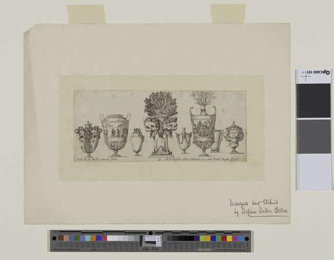 Alternate image #1 of Ornamental Panel of Eight Vases, plate 6 from Raccolta di vasi diversi (Collection of Diverse Vases)