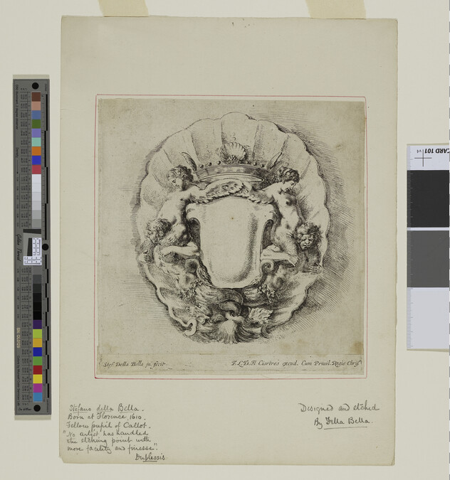 Alternate image #1 of Cartouche with Scallop Shell and Blank Escutcheon, plate 7 from Raccolta di varii capricii et nove inventioni di cartelle et ornamenti (Collection of Various Caprices and Nine Inventions of Plaques and Ornaments)