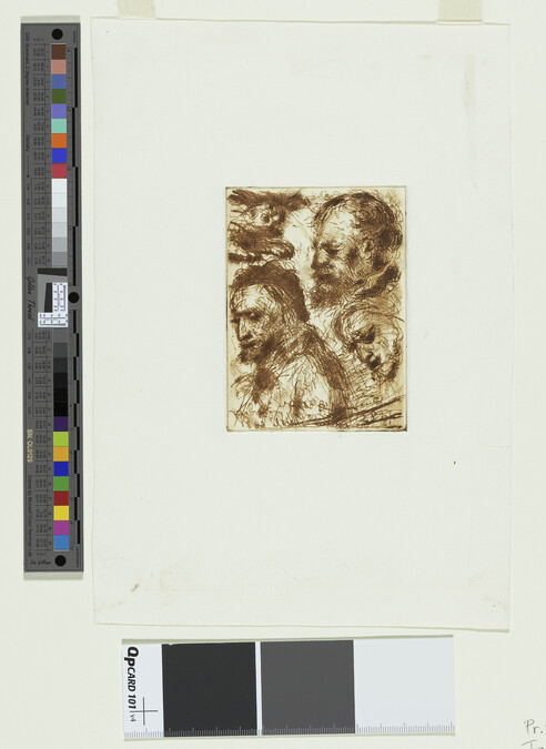 Alternate image #1 of Copy of Rembrandt's Etching of Three Studies of Old Men's Heads (H.25)