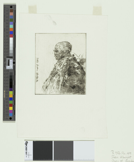 Alternate image #1 of Copy of Rembrandt's Etching of Bald-Headed Man (Rembrandt's Father?) in Profile (H.23)