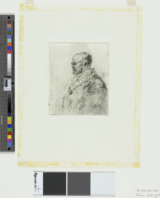 Alternate image #1 of Copy of Rembrandt's Etching of Bald-Headed Man (Rembrandt's Father?) in Profile (H.23)