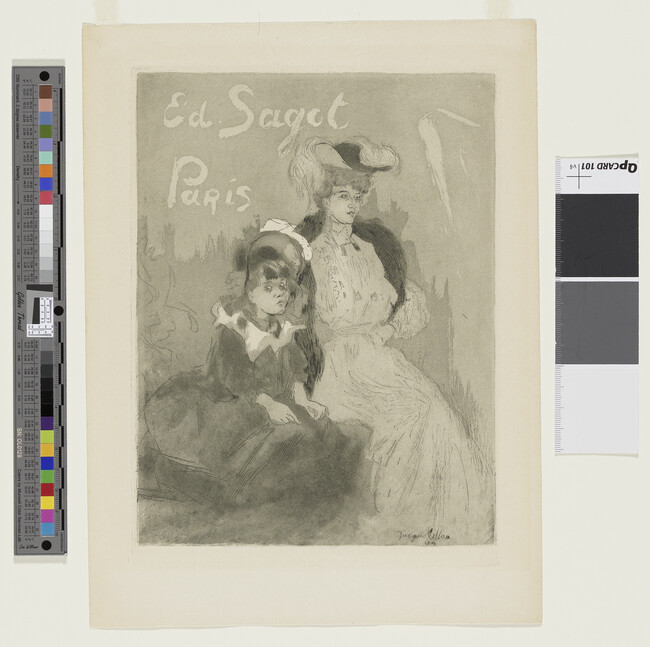 Alternate image #1 of Carte Adresse Sagot (Sagot Address Card); Femme et fillette (Woman and Little Girl)