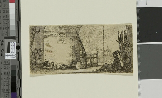 Alternate image #1 of Soldiers Resting in a Archway, from Desseins de quelque conduites de troupes canons et attaques de ville faictes par de la Bella