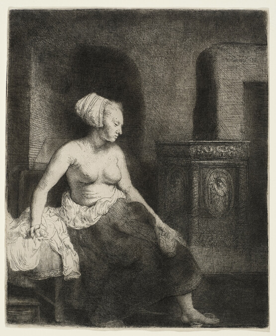 Alternate image #2 of Woman Sitting Half Dressed Beside a Stove