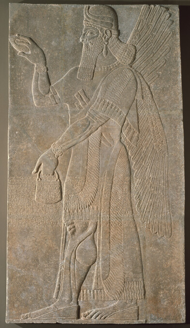 Alternate image #1 of Apkallu with Pail and Date-Palm Spathe:  Assyrian Relief from the Northwest Palace of Ashurnasirpal II at Nimrud, Room G
