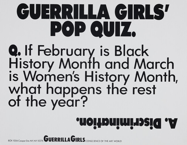 Guerrilla Girls' Pop Quiz, from the portfolio Guerrilla Girls' Most Wanted: 1985-2006