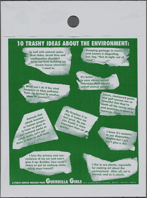 10 Trashy Ideas about the Environment, from the portfolio Guerrilla Girls' Most Wanted: 1985-2006