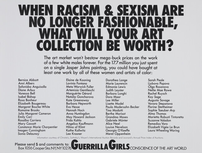 When Racism & Sexism are no longer Fashionable, what will your Art Collection be Worth?, from the portfolio Guerrilla Girls' Most Wanted: 1985-2006
