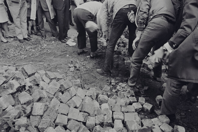 Building barricades near the Sorbonne University, May 10, 1968