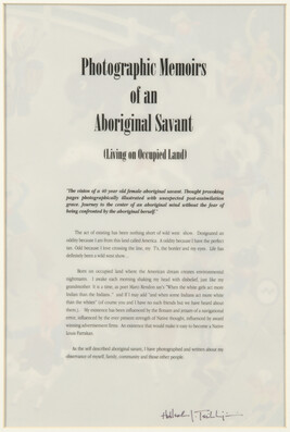 Photographic Memoirs of an Aboriginal Savant (Living on Occupied Land)