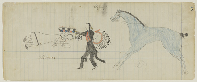 Untitled (Inunaina (Arapaho) Warrior Counts Coup on an Enemy, possibly a Chaticks Si Chaticks (Pawnee) Warrior), page number 48, from the 