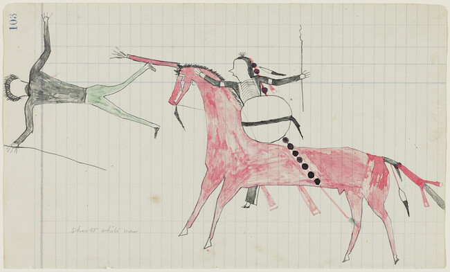 Untitled (A Tsistsistas (Cheyenne) Warrior Shoots a Non-Native Man), page number 103, from the 