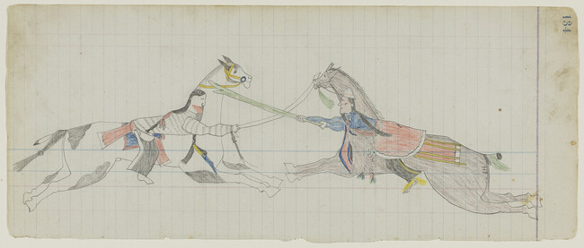 Untitled (Two Different Tsistsistas (Cheyenne) Warrior Societies in a Sham Battle prior to a Medicine Lodge Ceremony), page number 134, from the 