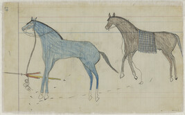 Untitled (A Horse and Mule), page number 47 and Untitled (A Warrior Fires Upon a Fleeing Enemy), page...