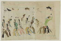 Untitled (Joined Ledger Pages: Social Dancers, including part of page number 82), from an unidentified...