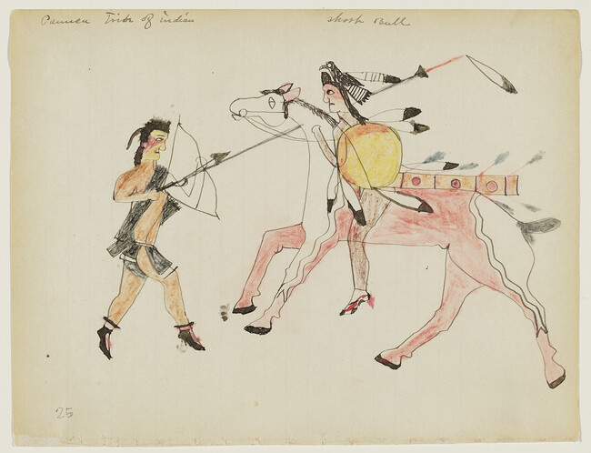 Untitled (Short Bull Lancing a Chaticks Si Chaticks (Pawnee) Warrior), page number 25, from  a Short Bull notebook