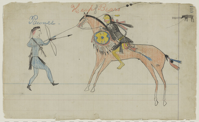 Untitled (A Warrior Counts Coup on a Chaticks Si Chaticks (Pawnee) Warrior), page number 110, from the 