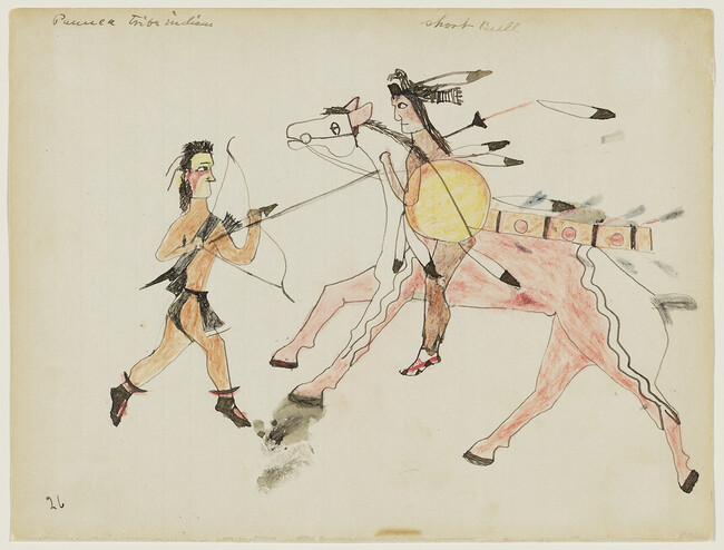 Untitled (Short Bull Lancing a Chaticks Si Chaticks (Pawnee) Warrior), page number 26, from  a Short Bull notebook