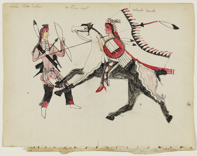 Untitled (Short Bull Lancing a Apsaalooke (Crow) Warrior), from a Short Bull notebook