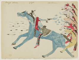 Untitled (Crazy Horse Fighting the Apsaalooke (Crow)), page number 37, from a Short Bull notebook