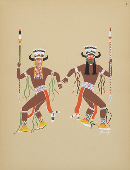 Buffalo Dance, number 1; from the portfolio: Kiowa Indian Art, Watercolor Paintings in Color by the...