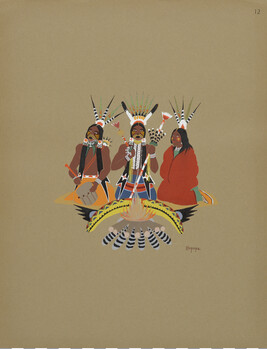 Kiowa Singers; number 12, from the portfolio: Kiowa Indian Art, Watercolor Paintings in Color by the...