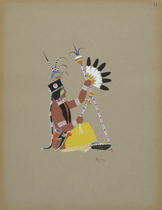 Osage Piote [sic] Man; number 13, from the portfolio: Kiowa Indian Art, Watercolor Paintings in Color by the Indians of Oklahoma
