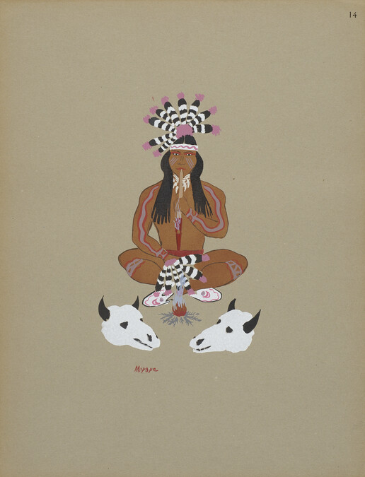 Making Medicine; number 14, from the portfolio: Kiowa Indian Art, Watercolor Paintings in Color by the Indians of Oklahoma
