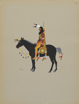 Kiowa Warrior on Horseback; number 15, from the portfolio: Kiowa Indian Art, Watercolor Paintings in...