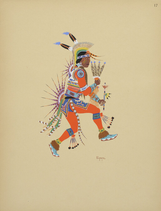 Flute Player; number 17, from the portfolio: Kiowa Indian Art, Watercolor Paintings in Color by the Indians of Oklahoma