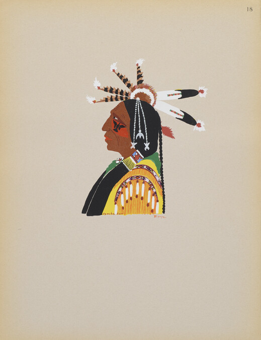 Portrait; number 18, from the portfolio: Kiowa Indian Art, Watercolor Paintings in Color by the Indians of Oklahoma