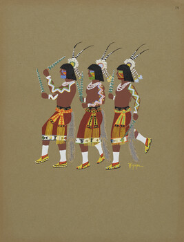 Hopi Green Dance; number 19, from the portfolio: Kiowa Indian Art, Watercolor Paintings in Color by the...