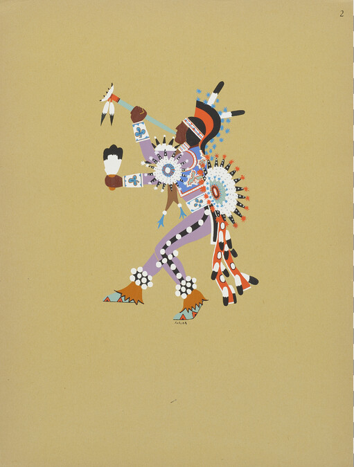 Humming Bird Dance; number 2, from the portfolio: Kiowa Indian Art, Watercolor Paintings in Color by the Indians of Oklahoma