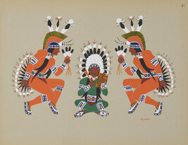 War Dance; number 21, from the portfolio: Kiowa Indian Art, Watercolor Paintings in Color by the Indians...