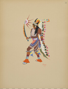 War Dance; number 23, from the portfolio: Kiowa Indian Art, Watercolor Paintings in Color by the Indians...