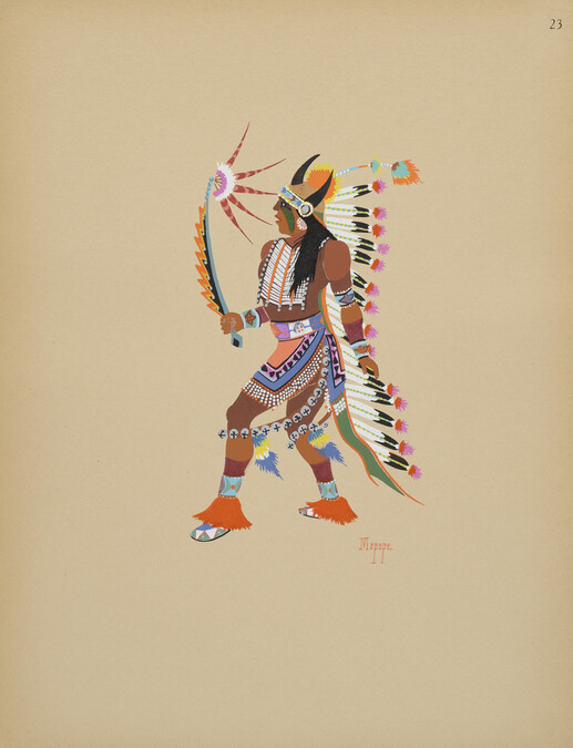 War Dance; number 23, from the portfolio: Kiowa Indian Art, Watercolor Paintings in Color by the Indians of Oklahoma