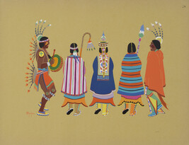 Squaw Dance; number 24, from the portfolio: Kiowa Indian Art, Watercolor Paintings in Color by the...