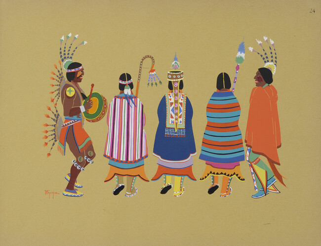 Squaw Dance; number 24, from the portfolio: Kiowa Indian Art, Watercolor Paintings in Color by the Indians of Oklahoma