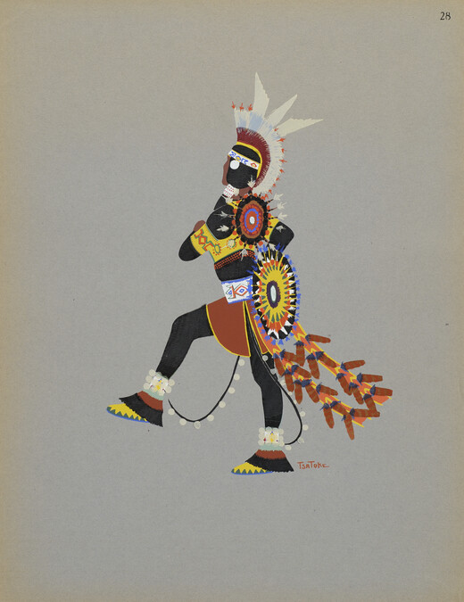 Warrior in Black; number 28, from the portfolio: Kiowa Indian Art, Watercolor Paintings in Color by the Indians of Oklahoma