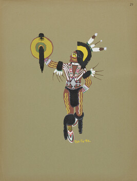 Kiowa Warrior; number 29, from the portfolio: Kiowa Indian Art, Watercolor Paintings in Color by the...