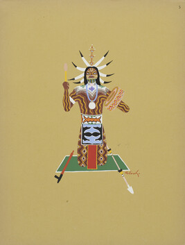 Chassing [sic] Evil Spirits; number  5, from the portfolio: Kiowa Indian Art, Watercolor Paintings in...