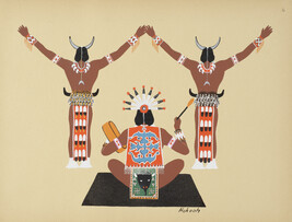 Greeting of thee [sic] Moon God; number 6, from the portfolio: Kiowa Indian Art, Watercolor Paintings in...