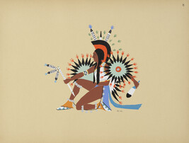 Asah Dancing; number 8, from the portfolio: Kiowa Indian Art, Watercolor Paintings in Color by the...