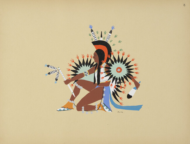 Asah Dancing; number 8, from the portfolio: Kiowa Indian Art, Watercolor Paintings in Color by the Indians of Oklahoma
