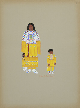 Kiowa Family; number 9, from the portfolio: Kiowa Indian Art, Watercolor Paintings in Color by the...