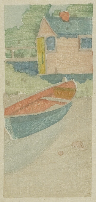 The Dory, or Near the Wharf (medium blue boat)