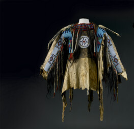 Beaded and Fringed Hide Man's Wearing Shirt
